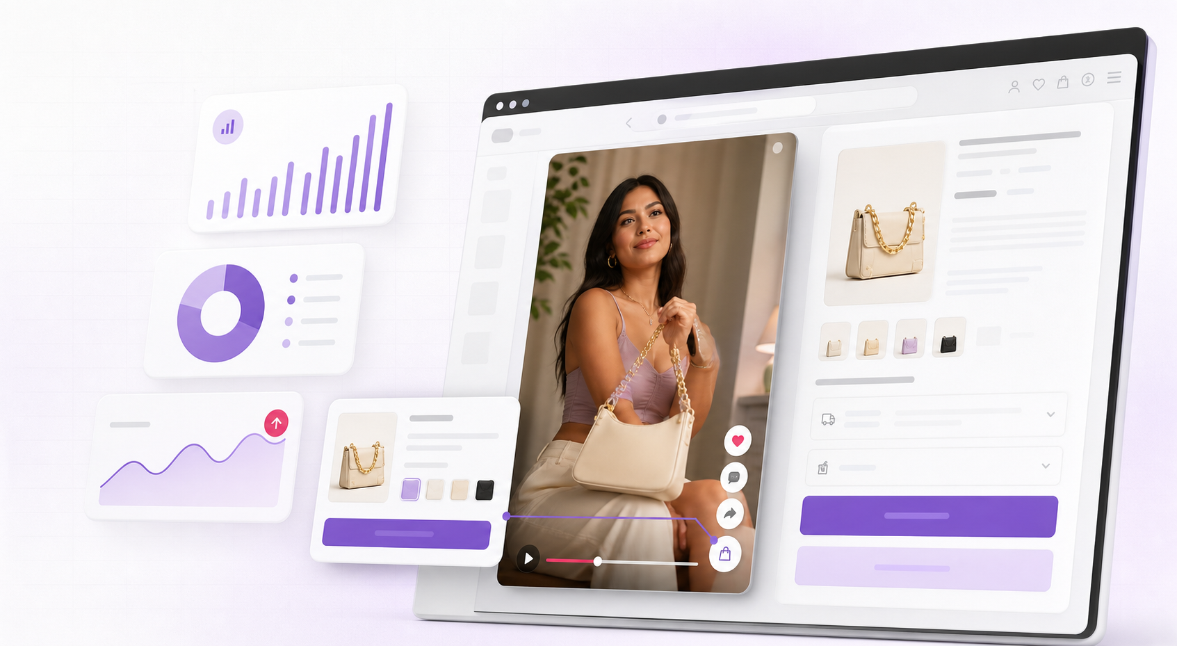 Experiência ilustrativa de vídeo comprável em uma loja virtual